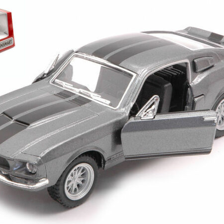 Kinsmart SHELBY GT-500 1967 SILVER W/BLACK STRIPES BOX cm 12