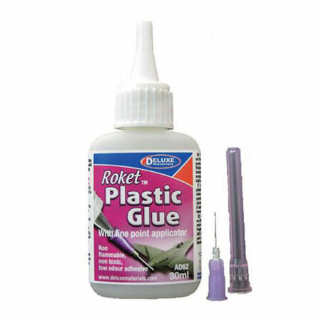 De Luxe Materials ROKET PLASTIC GLUE  C/AGO PLASTICA POLIESTER ABS 8-10 SEC. 30 ml