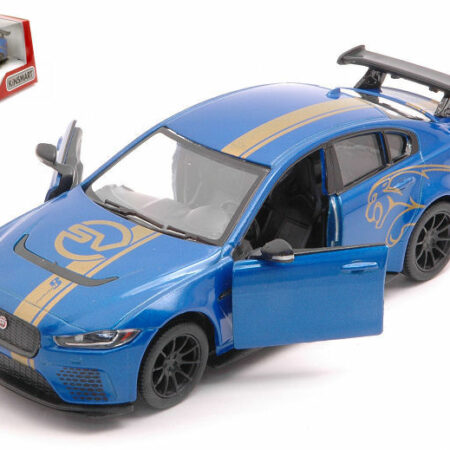 Kinsmart JAGUAR XE SV PROJECT 8 BLUE WITH GRAPHICS BOX cm 12