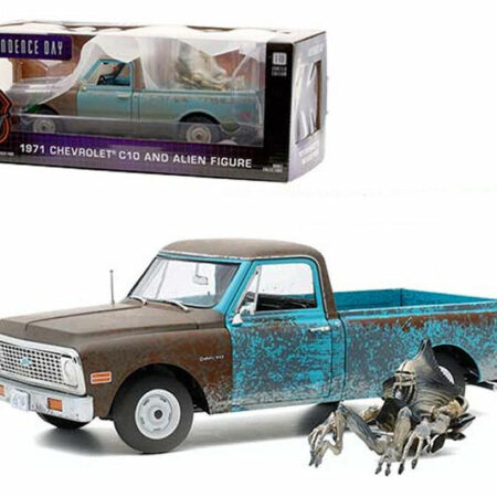 Highway 61 CHEVROLET C-10 1971 W/ALIEN FIGURE "INDIPENDENCE DAY 1996" BLUE 1:18