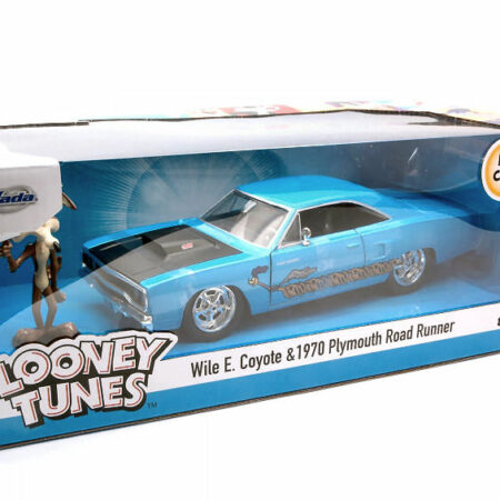 Jada Toys PLYMOUTH ROAD RUNNER 1970 "LOONEY TUNES" WITH WILE E COYOTE FIGURE 1:24