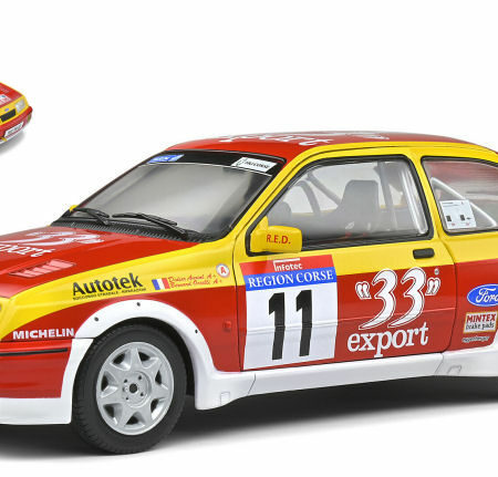 Solido FORD SIERRA COSWORTH RS N.11 TOUR DE CORSE 1987 AURIOL-OCELLI 1:18