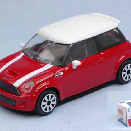 Burago MINI COOPER S RED W/WHITE ROOF 1:43