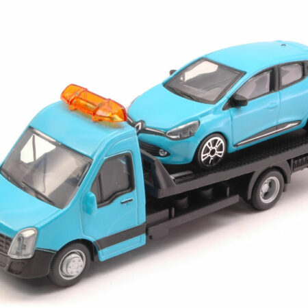 Burago RENAULT CLIO + FLATBED TRANSPORTER 1:43