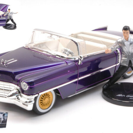 Jada Toys CADILLAC ELDORADO 1956 WITH ELVIS PRESLEY FIGURE PURPLE 1:24