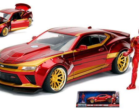 Jada Toys IRON MAN W/2016 CHEVY CAMARO METALLIC RED 1:24