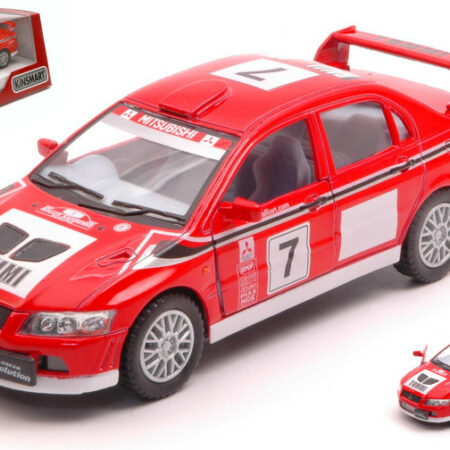 Kinsmart MITSUBISHI LANCER EVO VII WRC N.7 RED/WHITE cm 12 BOX