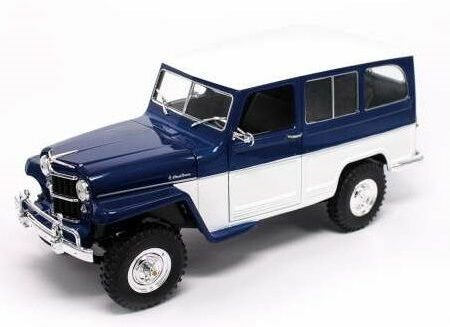 Lucky Die Cast WILLYS JEEP BLUE/WHITE 1:18