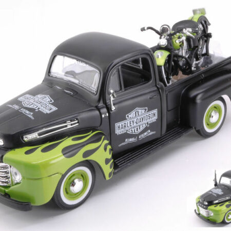 Maisto FORD F1 PICK UP 1948 W/HARLEY DAVIDSON FL PANHEAD BLACK/GREEN 1:24