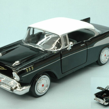 MotorMax CHEVY BEL AIR 1957 BLACK W/WHITE ROOF 1:24