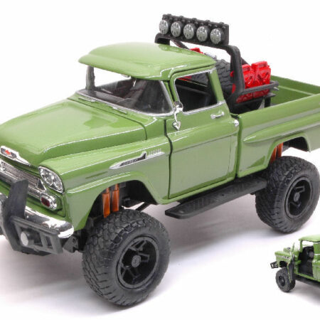 MotorMax CHEVROLET APACHE FLEETSIDE PICK UP OFF ROAD 1958 GREEN 1:24