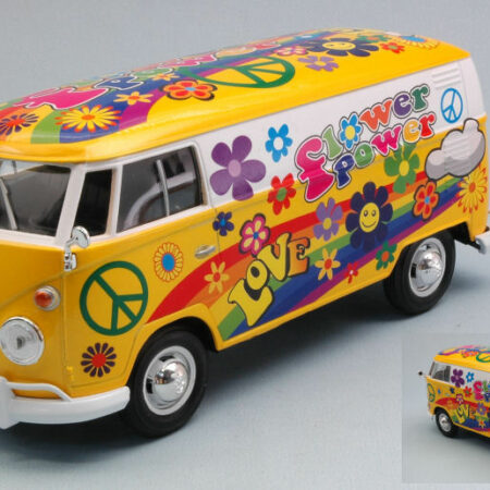 MotorMax VW TYPE 2 (T1) 1965 DELIVERY VAN FLOWER POWER 2 YELLOW 1:24