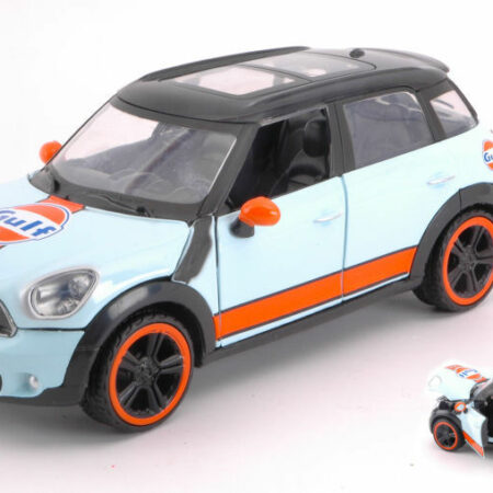 MotorMax MINI COOPER S COUNTRYMAN "GULF" LIGHT BLUE ORANGE 1:24