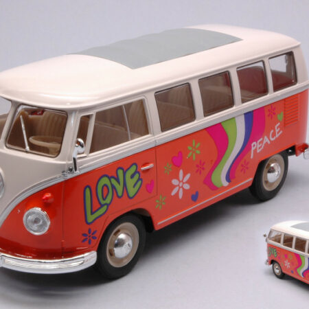 Welly VW T1 BUS ORANGE/WHITE FLOWER POWER 1:24