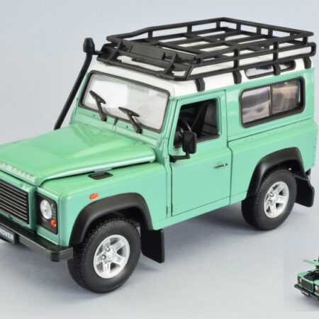 Welly LAND ROVER DEFENDER LIGHT GREEN/WHITE W/ROOF RACK 1:24