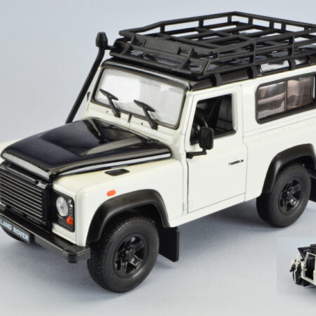 Welly LAND ROVER DEFENDER WHITE/BLACK W/ROOF RACK 1:24