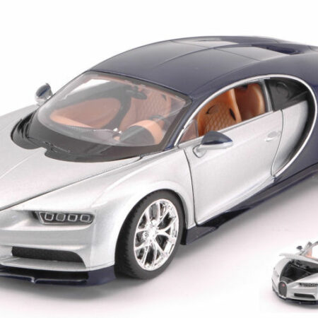 Welly BUGATTI CHIRON 2017 SILBER/BLUE 1:24-27