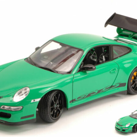 Welly PORSCHE 911 GTR 3 RS 2007 GREEN WITH BLACK STRIPES 1:18