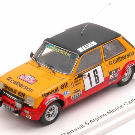 Spark Model RENAULT 5 ALPINE N.16 MONTE CARLO 1979 G.FREQUELIN-J.DELAVAL 1:43