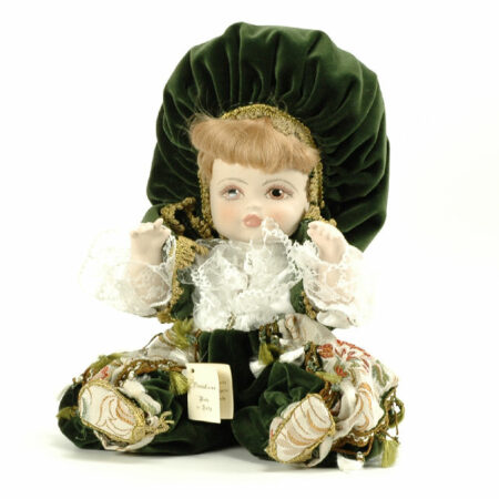 Produttori Vari ALEX IN PORCELLANA cm.35 BROCCATO E VELLUTO VERDE MADE IN ITALY