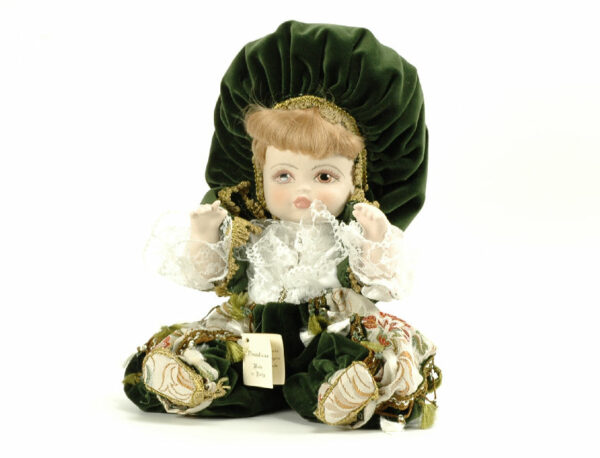 Produttori Vari ALEX IN PORCELLANA cm.35 BROCCATO E VELLUTO VERDE MADE IN ITALY