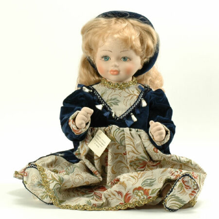 Produttori Vari LAURA IN PORCELLANA cm.75 BROCCATO E VELLUTO BLU MADE IN ITALY