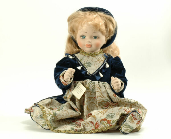 Produttori Vari LAURA IN PORCELLANA cm.75 BROCCATO E VELLUTO BLU MADE IN ITALY