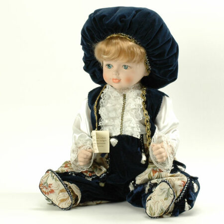 Produttori Vari ALEX IN PORCELLANA cm.75 BROCCATO E VELLUTO BLU MADE IN ITALY