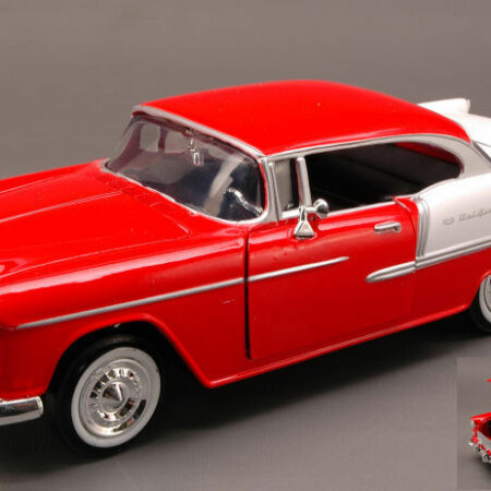 MotorMax CHEVY BEL AIR 1955 RED/WHITE 1:24