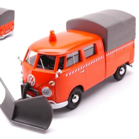 MotorMax VW TYPE 2 T1 PICKUP TRUCK W/SNOW PLOW 1962 ORANGE 1:24