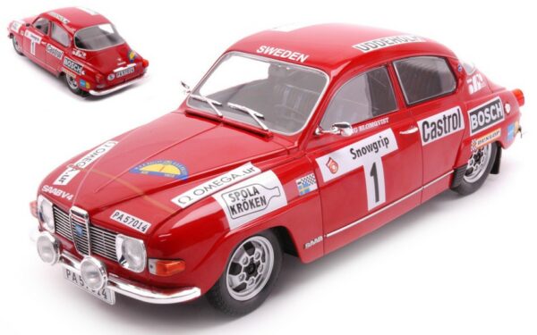 Ixo Model SAAB 96 V4 N.1 RALLY SWEDEN 1973 BLOMQVIST/HERTZ 1:18