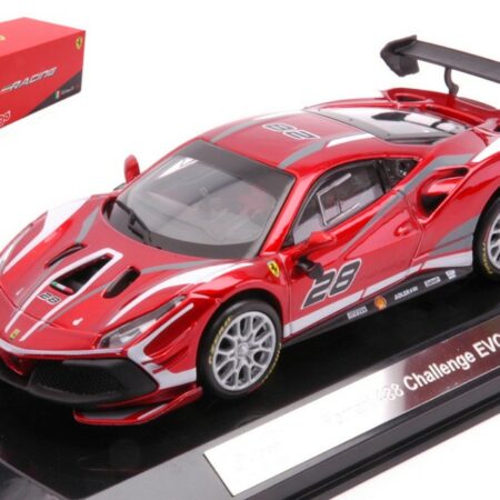 Burago FERRARI 488 CHALLENGE EVO 2020 N.28 RACING SERIES METALLIC RED 1:43