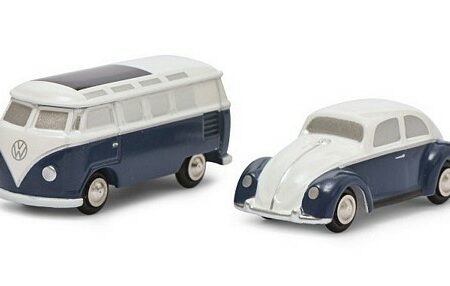 Schuco VW KAFER + VW SAMBA T1 SET WHITE/BLUE 1:87