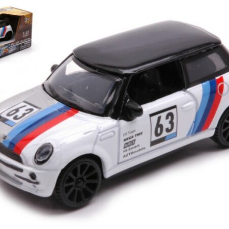 MotorMax MINI COOPER N.63 GT RACING WHITE/BLACK/BLUE RED 1:43