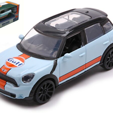 MotorMax MINI COOPER S COUNTRYMAN BLACK ROOF W/GULF LIVERY LIGHT BLUE/ORANGE 1:43