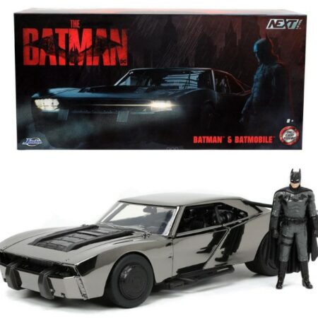 Jada Toys BATMOBILE "THE BATMAN" 2022 BLACK/CHROME W/FIGURE 1:24