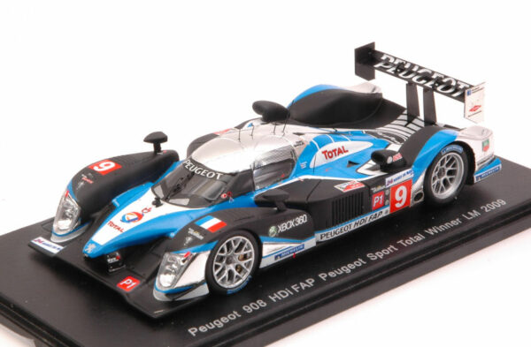 Spark Model PEUGEOT 908 N.9 WINNER LM 2009 D.BRABHAM-M.GENE -A.WURZ 1:43 REPRO