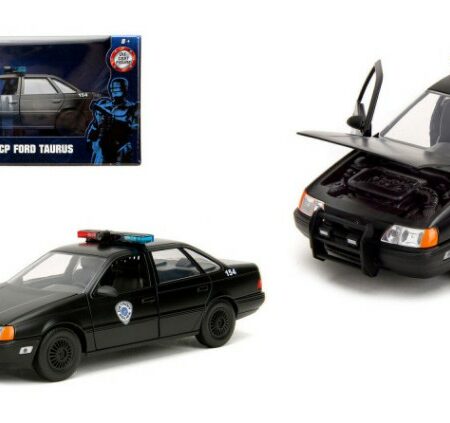 Jada Toys FORD TARUS FROM "ROBOCOP" WITH FIGURE 1986 BLACK/SILVER 1:24