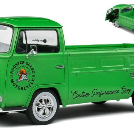 Solido VW T2 PICK UP ROOSTER SPEED MOTORCYCLE CUSTOM 1968 GREEN 1:18