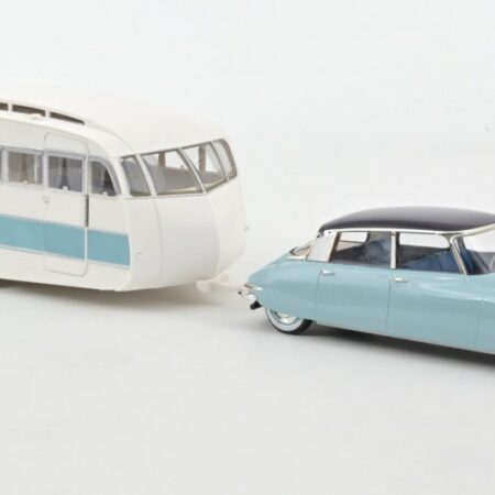 Norev CITROEN DS 19 1959 BLEU NUAGE & CARAVAN HANON 1:18