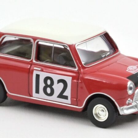 Norev MINI COOPER S 1964 TARTAN RED WITH RACING NUMBER 182 1:54