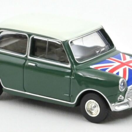 Norev MINI COOPER S 1964 ALMOND GREEN AND FLAG ON BONNET 1:54