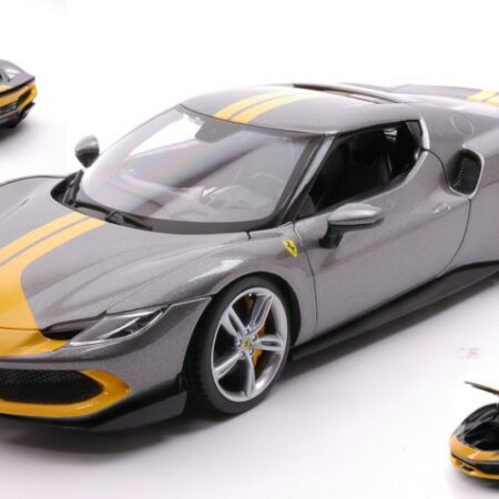 Burago FERRARI 296 GTB SILVER/YELLOW 1:18