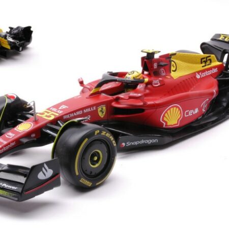 Burago FERRARI F1-75 N.55 CARLOS SAINZ  MONZA 2022 75th ANNIV.W/HELMET 1:18