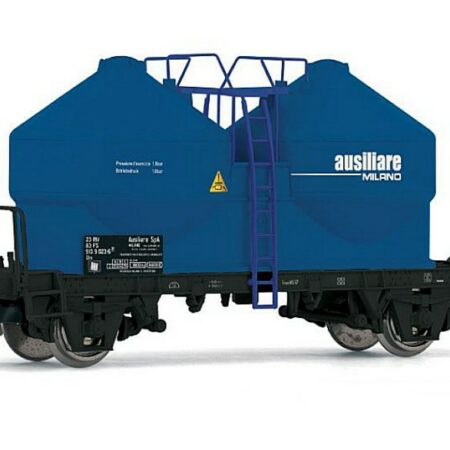 Rivarossi FS 2-AXLE SILO WAGON 2 DOMES AUSILIARE BLUE LIVERY EP.IV 1:87