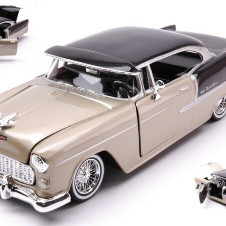 MotorMax CHEVROLET BEL AIR "GET LOW" SERIES 1955 GOLD BROWN/BLACK 1:24