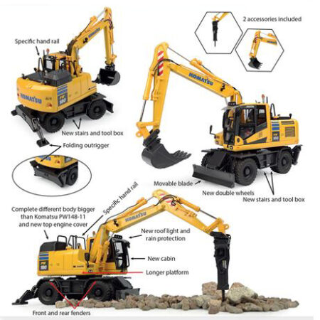 Universal Hobbies ESCAVATORE KOMATSU PW180-11 C/ACCESSORI 1:50