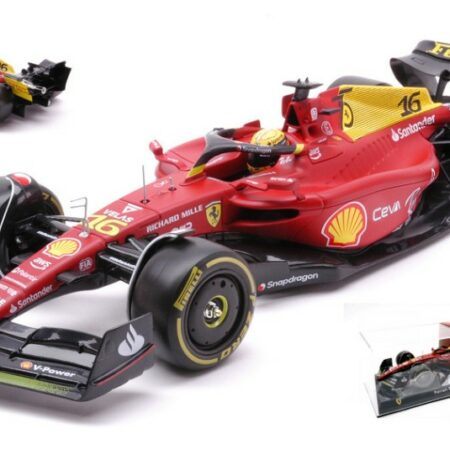 Burago FERRARI F1-75 N.16 C.LECLERC MONZA 2022 75th ANNIV.W/HARD CASE 1:24