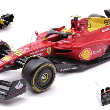 Burago FERRARI F1-75 N.55 CARLOS SAINZ MONZA 2022 75th ANNIV.W/HARD CASE 1:24