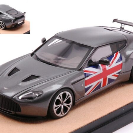 Tecnomodel ASTON MARTIN V12 ZAGATO 2012 SILVERGUN W/ENGLAND FLAG ED.LIM.PCS 10 1:43